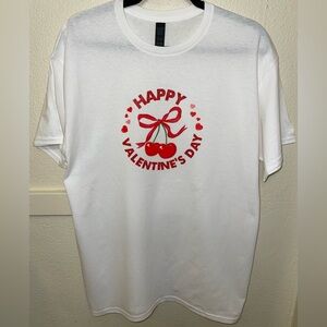 White Tee with Red Valentine's Print